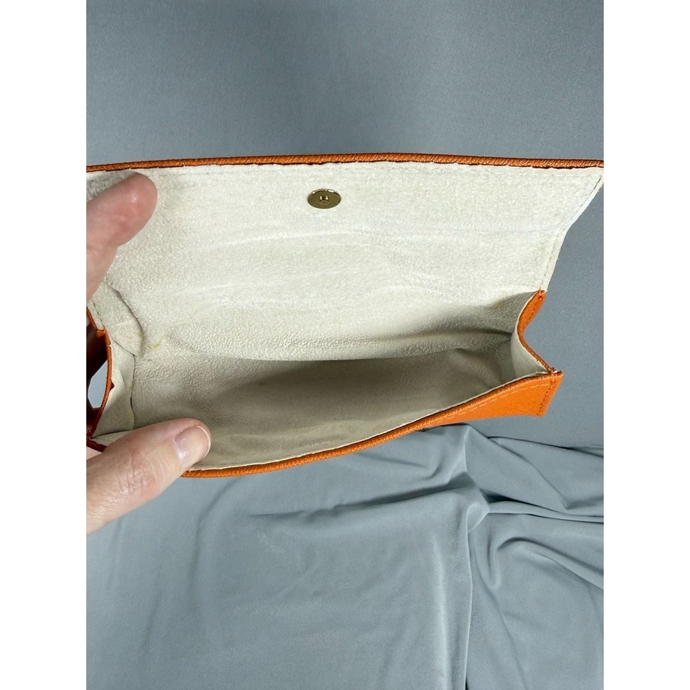 Tory Burch Saffiano Leather Orange Sunglasses Eyeglasses Hard Case Gold Logo - Picture 7 of 8